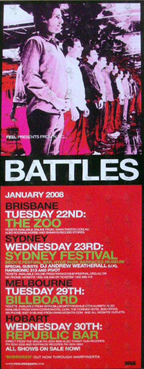 BATTLES - 2008 Australian Tour Pole Poster - 1