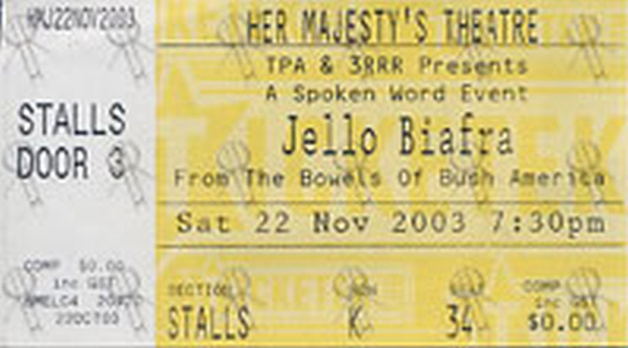 BIAFRA-- JELLO - Her Majesty&#39;s Theatre