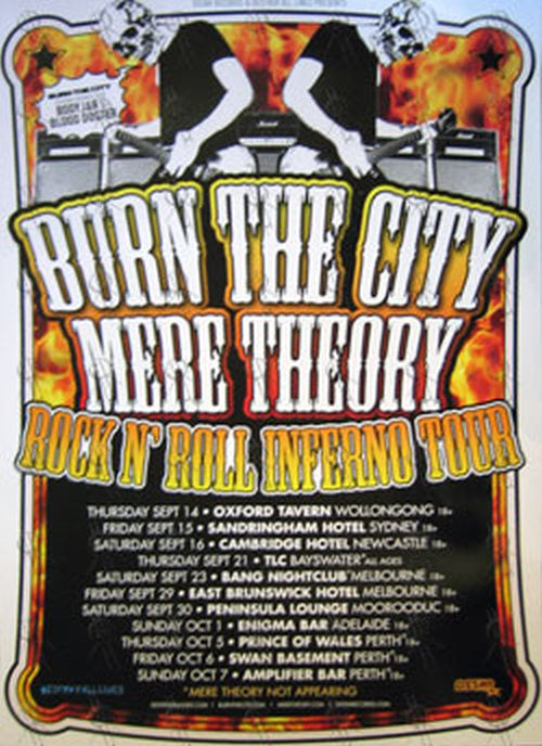 BURN THE CITY|MERE THEORY - &#39;Rock &#39;N Roll Inferno&#39; Australia 2006 Tour Poster - 1