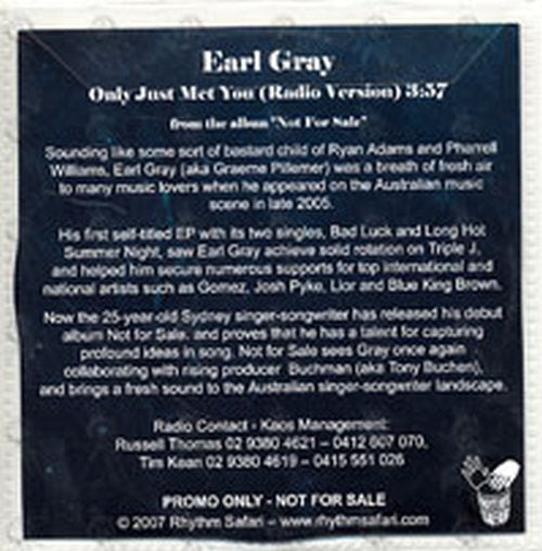 GRAY-- EARL - Only Just Met You (radio version) - 2