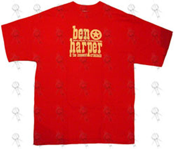 HARPER-- BEN - Red 'Burn To Shine' Misprinted Oz/NZ 2000 Tour T-Shirt - 1