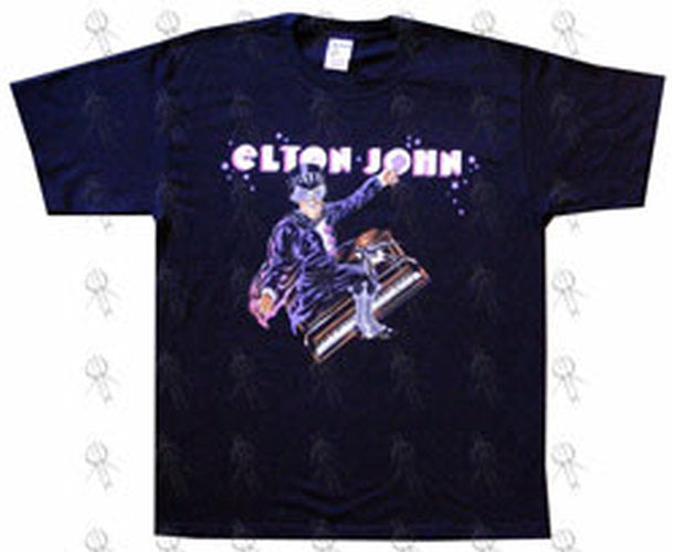 JOHN-- ELTON - Black 'Piano Man' Design 2006 World Tour T-Shirt - 1