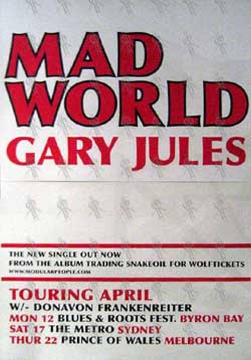 JULES-- GARY - &#39;Mad World&#39; 2004 Australian Tour Poster - 1