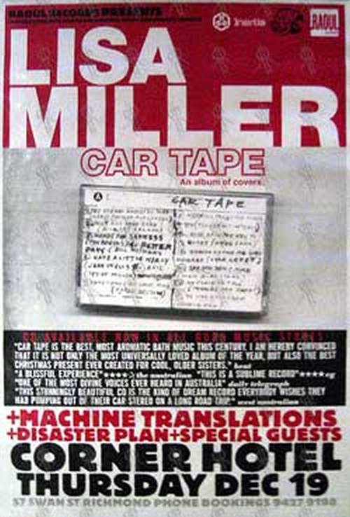 MILLER-- LISA - &#39;Car Tape&#39; Corner Hotel - Melbourne - Thursday 19th December 2002 Album / Show Poster - 1