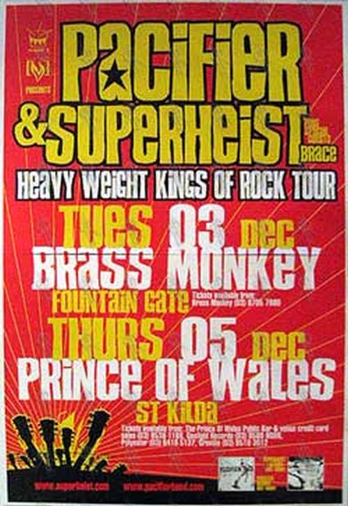 PACIFIER & SUPERHEIST - 'Heavy Weight Kings Of Rock Tour' Poster - 1