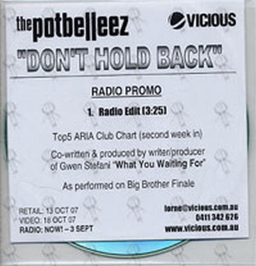 POTBELLEEZ-- THE - Don't Hold Back - 1