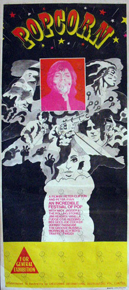 ROLLING STONES - Original 1969 &#39;Popcorn&#39; Cinema Daybill Poster - 1