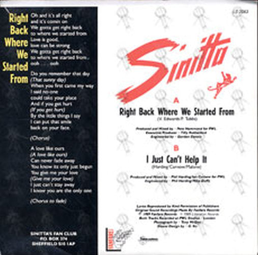 SINITTA - Right Back Where We Started From - 2