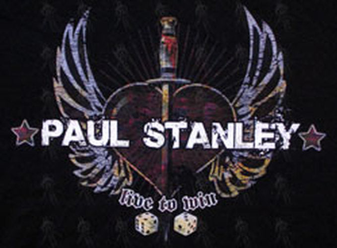 STANLEY-- PAUL - Black &#39;Live To Win&#39; &#39;Winged Heart&#39; Design T-Shirt - 2