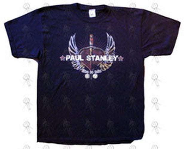 STANLEY-- PAUL - Black &#39;Live To Win&#39; &#39;Winged Heart&#39; Design T-Shirt - 1