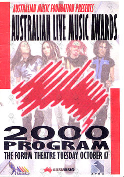 VARIOUS ARTISTS - 2000 Australian Live Music Awards Program - 1