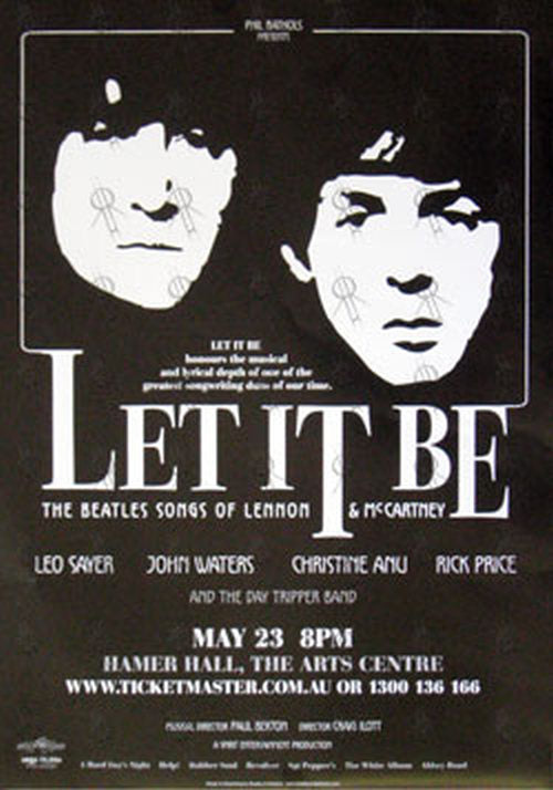 VARIOUS ARTISTS - &#39;Let It Be The Songs Of Lennon &amp; McCartney&#39; Hamer Hall Gig Poster - 1