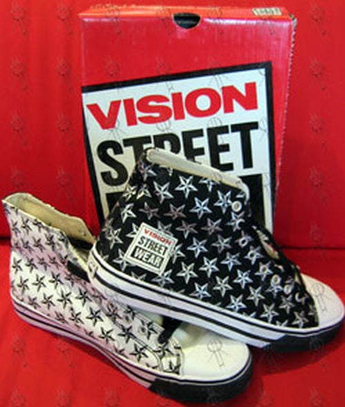 VISION STREET WEAR - Black & White 'Road & Star' Design High-Top Shoes - 1