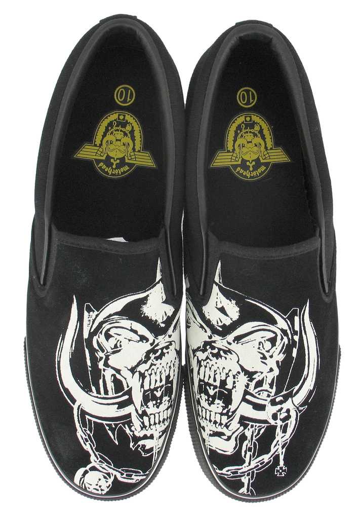 Snaggle Tooth Design Black Slip-On Mens Shoes